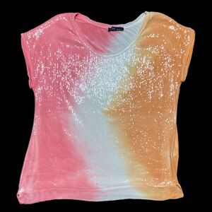 Lola T- Shorts Ombre Bleached Shirt size L